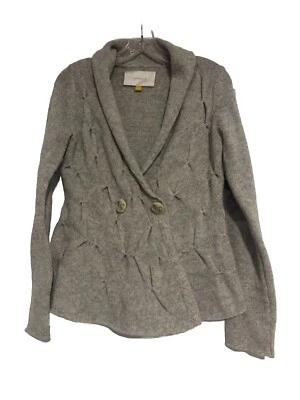 Cárdigan Suéter Leifsdottir Gris Mezcla Lana Botones Broches Manga Larga XS Foto 1 de 4
