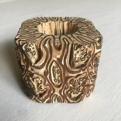 Wooden Candle Holder Rustic Unique Wood Grain 3x3x3  - Image 1 of 4