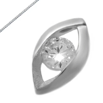 Rimorchio Piccolo Bellissima Ciondolo Con Zirconi Nuovo Anche Catena 925 Argento - Immagine 1 di 4