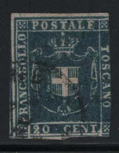 ITALY - TUSCANY 1860 20c Blue Used - Picture 1 of 2