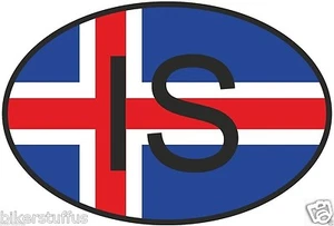 IS ICELAND COUNTRY CODE OVAL WITH FLAG STICKER BUMPER STICKER LAPTOP STICKER  - Picture 1 of 1