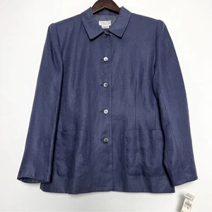 NEW Talbots Slate Blue 100% Irish Linen 5 Button Blazer Size 10 - Picture 1 of 9