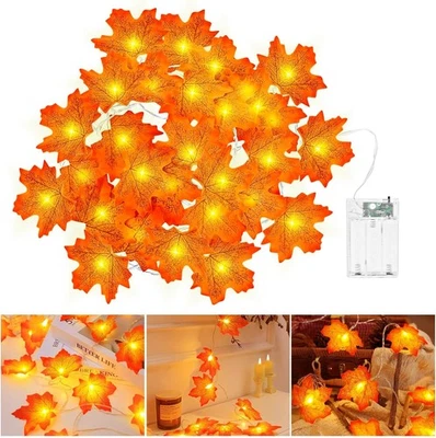 CSHARE Guirlande d'automne, Decoration Automne pour Halloween, 3 m 20 LED Feuille
