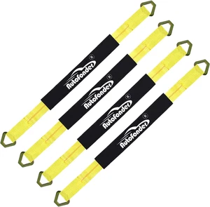 4 Pack 2" X36'' Premium Axle Straps Tie Downs with D-Ring Adjustable Tire Wheel  - Picture 1 of 12