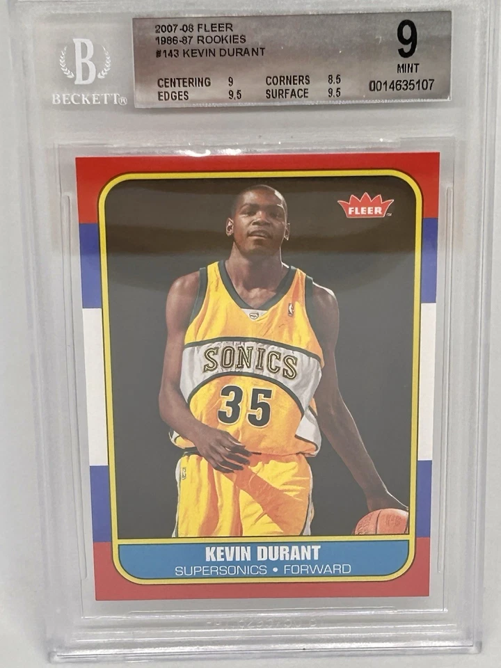 2007-08 NBA Fleer Kevin Durant RC #143 1986-87 Rookies BGS 9 Estado perfeito - Imagem 1 de 4