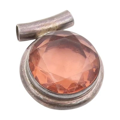 Colgante de plata de ley 925 vintage redondo topacio facetado encanto modernista PT25320 Foto 1 de 4