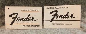 Fender Precision Bass 1975 manual del propietario y tarjeta de garantía impecable - Imagen 1 de 11