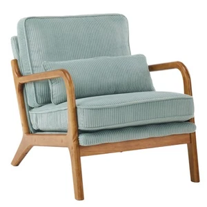 Upgraded Premium Corduroy Accent Chair Upholstered Arm Chair with Lumbar Pillow - Picture 1 of 19