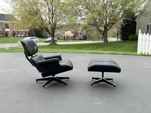 Herman Miller Eames Ebony Ash Lounge Chair And Ottoman - Black - Picture 1 of 9