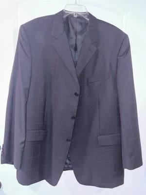 Abrigo/abrigo deportivo Jones NY para hombre 48R mezcla de lana/cachemira azul marino ventana Foto 1 de 4