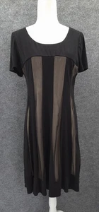Vestido recto R&M Richards para mujer 10P manga corta forrado ilusión midi negro - Imagen 1 de 16