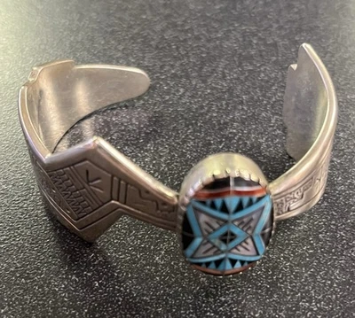 RMT Roderick Tenorio Sterling Cuff Bracelet Morning Star Inlay - Image 1 of 4