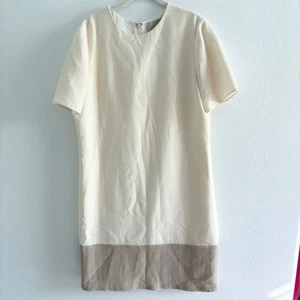 Vestido Olivine Gabbro Bloque Crema Bronceado Manga Corta Carrera Informal Minimalista - Imagen 1 de 5