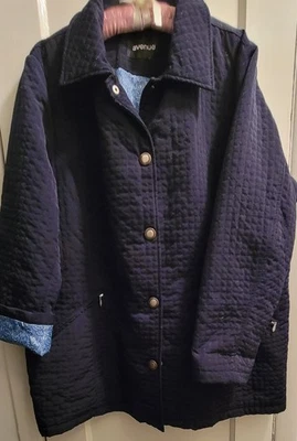 Chaqueta ligera para mujer talla grande azul marino, bolsillos delanteros con cremallera a presión, 4XL Foto 1 de 4