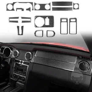 17Pcs For Ford Mustang 2005-2009 Carbon Fiber Interior Trim Dashboard Cover - Picture 1 of 10