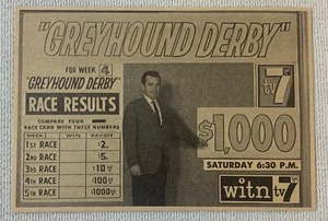 1968 WITN tv ad ~ GREYHOUND DERBY ~ Washington, NC - Picture 1 of 1