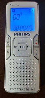 PHILIPS DIGITAL VOICE RECORDER. VOICETRACER MODEL 660. Silver/1GB. TESTED - Image 1 of 3