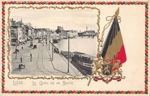 Belgique - LIÈGE - Le quai de la Batte - Carte Gaufrée - Drapeau at armoiries be - Bild 1 von 2