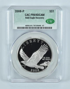2008-P Bald Eagle Commemorative Silver Dollar PR69 DCAM CAC - Picture 1 of 5