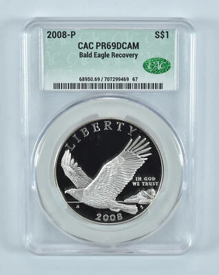 2008-P Bald Eagle Commemorative Silver Dollar PR69 DCAM CAC - Image 1 of 4