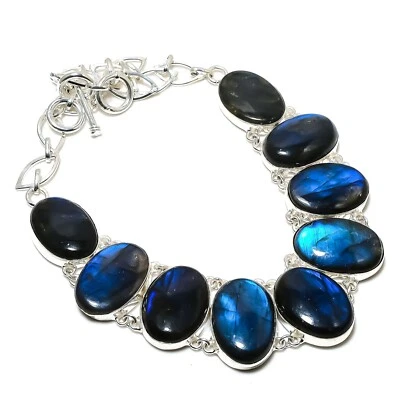 Attractive Labradorite Gemstone Handmade 925 Sterling Silver Jewelry Necklace - Image 1 of 4