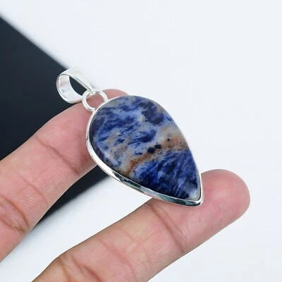 Bello Sodalite Gemma 925 Pendente Argento Sterling Per Anniversario Regali - Immagine 1 di 4