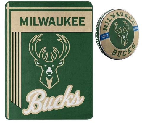 Milwaukee Bucks NBA Throw Blanket & Pillow Set - W21147791001, AB07P3L4DF23 Cover