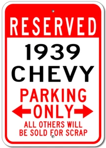 Custom 1939 39 CHEVY Parking Sign Personalized Chevrolet Aluminum Garage Decor - Picture 1 of 1