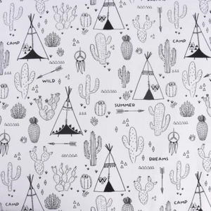 Baumwollstoff Ausmalstoff ACOLIER Kaktus Indianerzelt Wüste 1,5m Breite - Bild 1 von 5
