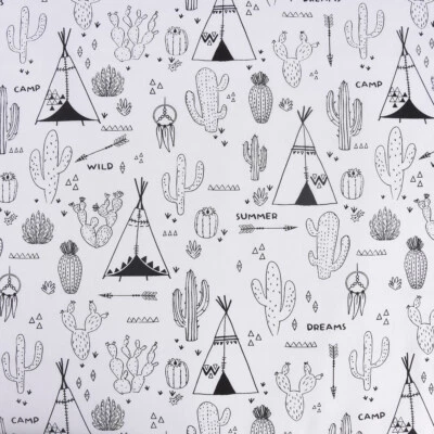 Baumwollstoff Ausmalstoff ACOLIER Kaktus Indianerzelt Wüste 1,5m Breite - Bild 1 von 4