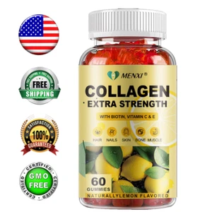 Hydrolyzed Collagen Gummies With Biotin,Vitamin C& E - Extra Strength 60 Gummies - Picture 1 of 9