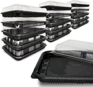 Plastic Serving Platters with Lids - Large Size (45cm x 31cm x 7.5cm) - Picture 1 of 3