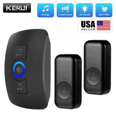 Waterproof Wireless Doorbell Adjustable Volume 1000FT Plugin Receiver 60 Chime - Image 1 of 4