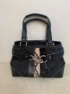 COACH 10284 Signature Python Stripe Large Satchel Tote Handbag - Picture 1 of 5