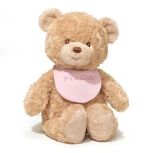Baby Gund - It's a Girl Bib Bear - 15" - Picture 1 of 1