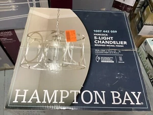 HAMPTON BAY HANCOCK 5 LIGHT CHANDELIER BRUSHED NICKEL FINISH 1007 442 059 - Picture 1 of 3