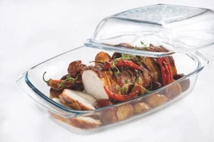 Glasbräter 4,1 L mit Deckel Auflaufform Bratschüssel Dropsystem Glas Made in EU - Picture 1 of 7