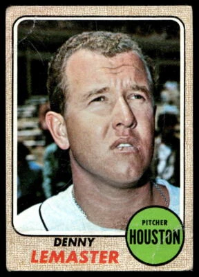 1968 Topps #491 Denny Lemaster Houston Astros Low Grade HIGH# - Image 1 of 2