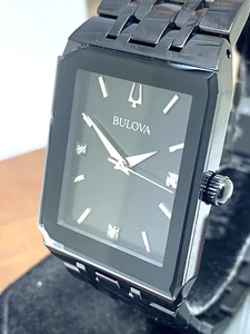 Bulova Herrenuhr 98D164 Quarz Diamant schwarzes Ziffernblatt Stahl Quarz CHIPPED CRYSTAL - Bild 1 von 14