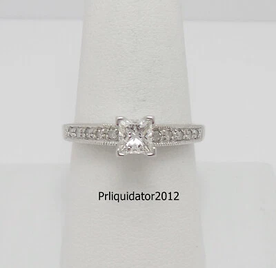 Anillo de boda solitario de diamantes princesa natural de oro blanco de 10 quilates de 0,66 quilates Foto 1 de 4
