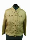 Ruby Rd Women's Textured Gold Crinkled Jacket Size 14 6 Button Closure Pockets