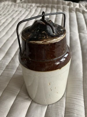 Tarro de rábano caballo alambre fianza cerámica dos tonos vintage Foto 1 de 4