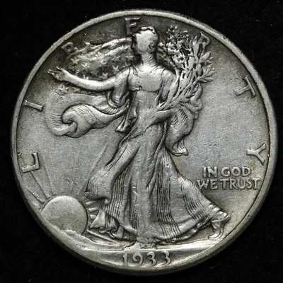 1933-S Walking Liberty Silver Half Dollar XF E337 VQEN - Image 1 of 2