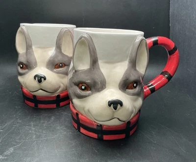 Juego de 2 tazas Boston Warehouse Trading-Terrier, en relieve, 18 oz Foto 1 de 4