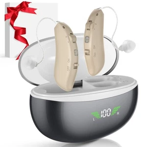 Rechargeable RIC Hearing Aids for Seniors: Lightweight Behind-The-Ear(BTE) De... - Picture 1 of 8