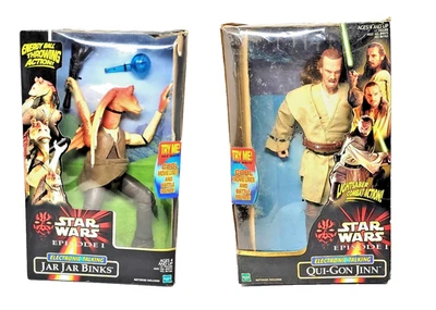 Lot Of 2 Star Wars Episode 1 Figures Talking Jar Jar Binks & Qui-Gon Jinn As Is. - Image 1 of 4