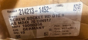 5 PCS M24x70 Allen Hex Socket Cap Screw, Steel Grade Class 10.9 DIN912, Germany - Picture 1 of 5
