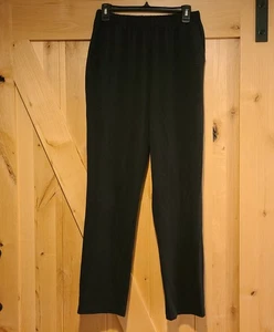 LL Bean Womens High Rise Pull On Pants Black Pockets 252077 Size Medium Regular - Picture 1 of 15