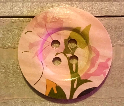 1 Flower Sewing Button Crafting 4-Hole Round Wood 1 7/8"  - Image 1 of 2