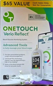 OneTouch Verio Reflektometr System monitorowania glukozy we krwi plus 25 pasków testowych - Zdjęcie 1 z 2